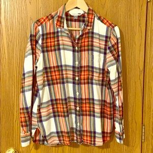 Old Navy flannel- white, red, green, and navy